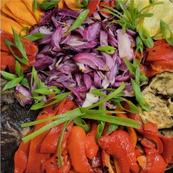 Roasted pepper and vegetable display catered by Jerusalem Catering NJ